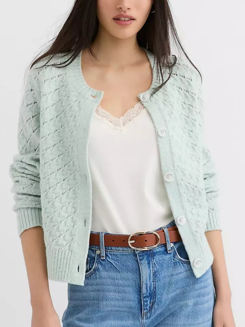LOFT Shimmer Pointelle Cardigan, Size S, NWT